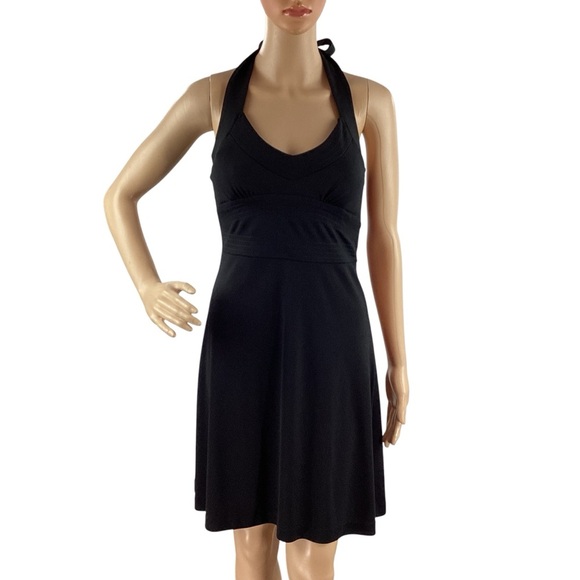 Banana Republic Black Halter Fit and Flare Dress Size 0 - Picture 1 of 7